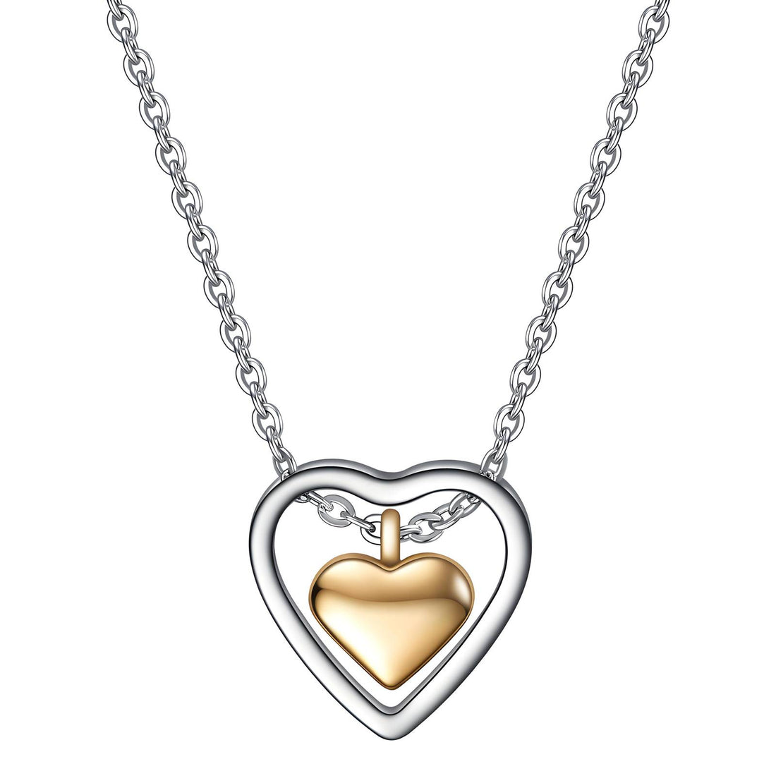 Two Tone Heart Necklace